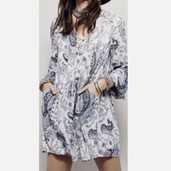Free People “Rain or Shine” Printed Dress — Boho Floral • Size Small - Picture 2 of 6